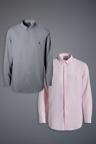 Kit 2 Camisas Ml Oxford Oxford Color