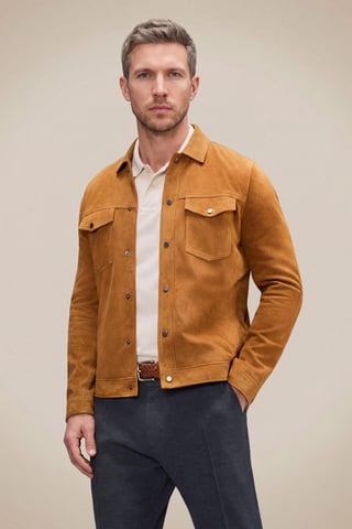 Jaqueta Trucker Couro Chamois