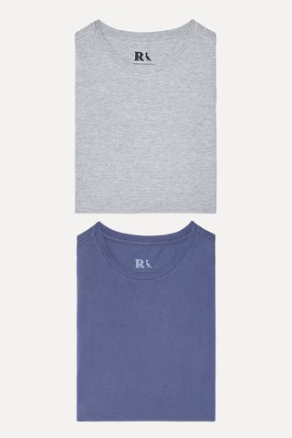 Kit 2 Camisetas Básicas Cinza E Marinho